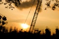 Silhouette construction site Royalty Free Stock Photo