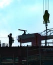 Silhouette construction worker site man Royalty Free Stock Photo