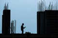 Silhouette of construction worker