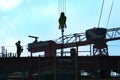 Silhouette construction worker site man Royalty Free Stock Photo