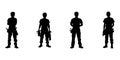 Silhouette Of Construction Workers Icon Set. Tradesmen And Tool Handling Theme Solid Symbol Collection. Construction And Royalty Free Stock Photo