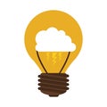 silhouette contour bulb with cloud inside