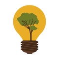 silhouette contour bulb with tree inside