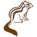 The silhouette, the contour of the rodent, the chipmunk painted in brown over a white background