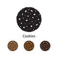 Silhouette cookies with chocolate illustration on white background.