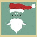 Vector hipster Santa Claus. Silhouette with cool beard and glass