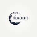 Silhouette coral reef aquatic ocean logo design