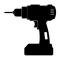 Cordless Drill Silhouette: Black and White Icon Royalty Free Stock Photo