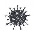Silhouette of coronavirus cell. Vector illustration. Virus cause respiratory infection covid-19. Global world epidemic.