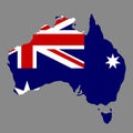 silhouette country borders map of Australia on national flag background of vector illustration Royalty Free Stock Photo