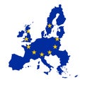 Silhouette country borders map of European Union on national fla Royalty Free Stock Photo