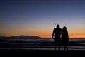 Silhouette of a couple on the beach