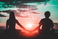 Silhouette of a Couple at Coronado Beach, San Diego Royalty Free Stock Photo