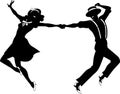 Silhouette of a couple dancing
