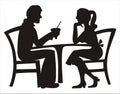 Silhouette of couple dating Royalty Free Stock Photo