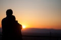 Silhouette of couple enjoying sunset over Freiburg, Germany Royalty Free Stock Photo