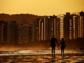 Silhouette of couple holding hands Royalty Free Stock Photo