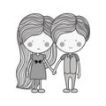 Silhouette couple holding hands with clothes Royalty Free Stock Photo