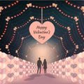 Silhouette couple holding hands on beautiful valentines days background Royalty Free Stock Photo