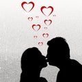 Silhouette couple kissing Royalty Free Stock Photo