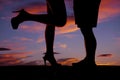 Silhouette couple legs hers up Royalty Free Stock Photo