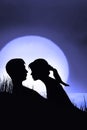 Silhouette of couple in love