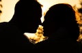Silhouette of a couple in love Royalty Free Stock Photo