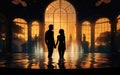 silhouette couple in love in a spa Royalty Free Stock Photo