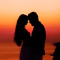 Silhouette couple in love Royalty Free Stock Photo