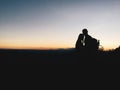 Silhouette couple in mountain Royalty Free Stock Photo