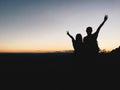 Silhouette couple in mountain Royalty Free Stock Photo