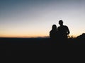 Silhouette couple in mountain Royalty Free Stock Photo