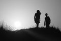 Silhouette man and woman backlighting