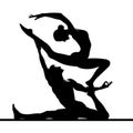 Strength and Trust in Partner Yoga Silhouette Royalty Free Stock Photo