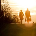 Silhouette of couple shopping Royalty Free Stock Photo