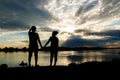 Silhouette of couple at sunset Royalty Free Stock Photo