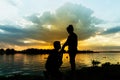 Silhouette of couple at sunset Royalty Free Stock Photo