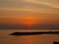 Silhouette sunset on the beach Royalty Free Stock Photo