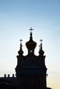 Silhouette of Court Church in Petergoff Palace , Russia Royalty Free Stock Photo
