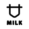 Silhouette of cow head. Milk icon. Linear logo for farm dairy products. Black simple illustration of farming. Contour isolated
