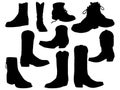 Set of Cowboy Boots silhouette vector art