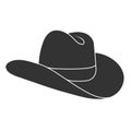 Silhouette of a cowboy hat. Headdress icon, hat. Isolated outline on a white background