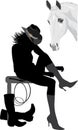 Silhouette of cowboy-woman