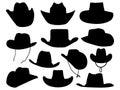 Set of Cowboy hats silhouette vector art Royalty Free Stock Photo