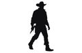 Silhouette of cowboys walking, Cowboy in various action, cowboys walking vector Royalty Free Stock Photo