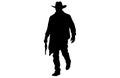 Silhouette of cowboys walking, Cowboy in various action, cowboys walking vector Royalty Free Stock Photo