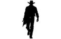 Silhouette of cowboys walking, Cowboy in various action, cowboys walking vector Royalty Free Stock Photo