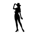 silhouette of a cowgirl sexy pose. Royalty Free Stock Photo