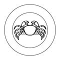 silhouette crab in circular frame Royalty Free Stock Photo