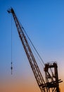 Silhouette Crane Construction Site On Sunset Time